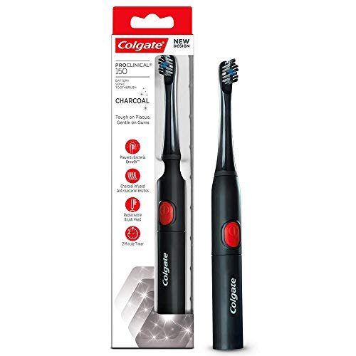 Colgate ProClinical 150 Charcoal Sonic Battery Powered Electric Toothbrush (with Replaceable Brush Head Included)