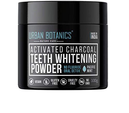 UrbanBotanics Activated Charcoal Teeth Whitening Powder Suitable For Sensitive Teeth – 100G (Mint Flavor)