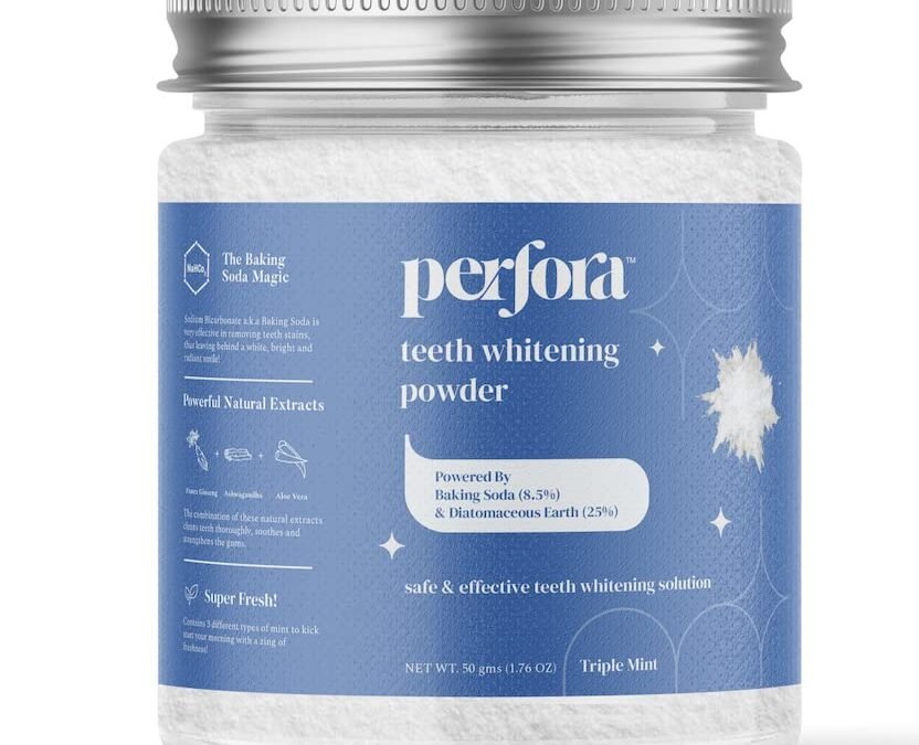 Perfora Teeth Whitening Powder | Enamel Safe & Effective Teeth Whitener Solution| Stain Removal and Triple Mint Formula For Long Lasting Freshness | Teeth Cleaning Dental Kit For All Teeth Types | 50g (Triple Mint)