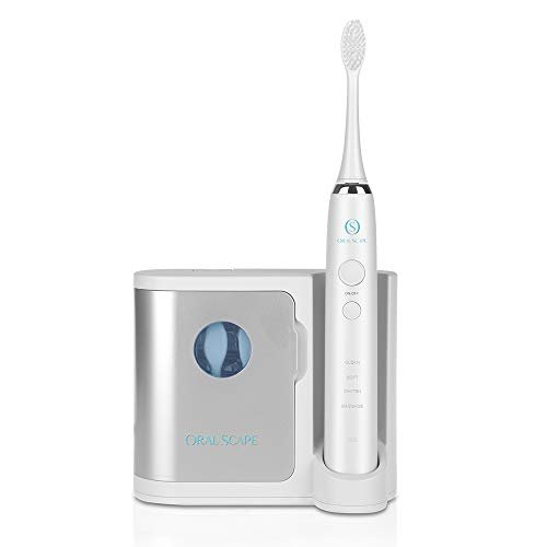 OralScape Sonicwhite Power Rechargeable Electric Waterproof Toothbrush with UV Sanitizer, 3 Replacement Brush Heads – Kills 99.9% Germs