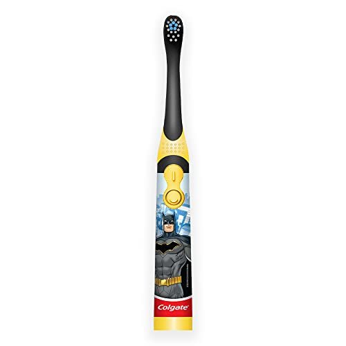 Colgate Batman Toothbrush for kids, Battery Powered Electric Toothbrush, Age 3+, Kids toothbrush with Extra Soft Bristles and Slim Handle, Includes Replaceable Batteries