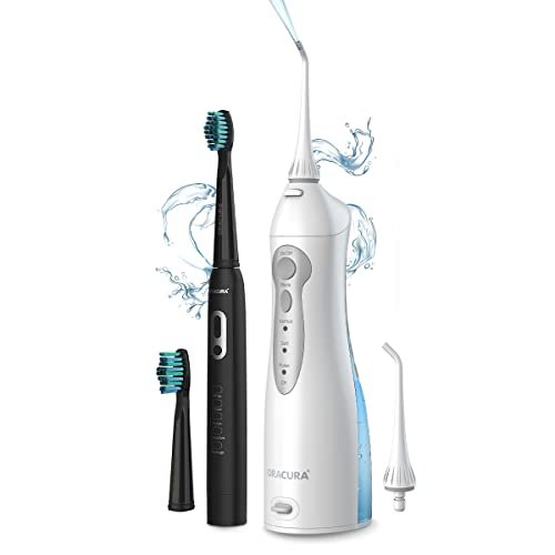 ORACURA Economical Combo Water Flosser & Electric Battery Operated Toothbrush Black | OCE01SB100 Black