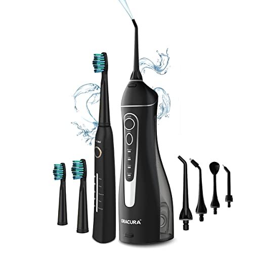 ORACURA® Sonic Smart PLUS Combo Water Flosser® OC200 Black & Sonic Electric Rechargeable Toothbrush SB200 Black