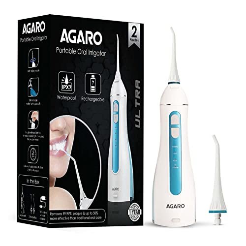 AGARO Ultra Dental Flosser for teeth, Portable, Cordless & Rechargeable, 4 Cleaning Modes, IPX7 Waterproof with 200ml Detachable Water Tank, Flossing at Home & Travel, Oral Flosser, Oral Irrigator